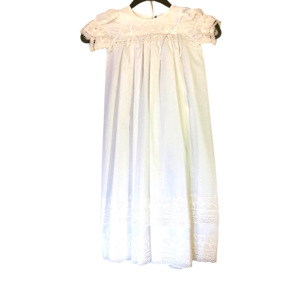CORRINE White Christening  Outfit W/Bonnet SZ 3-6mos.